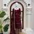 Maroon silk blend thread flared gown set