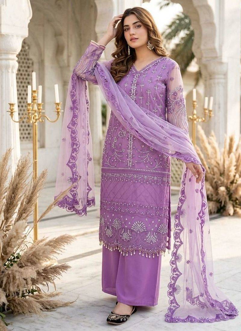 Lavender net sequins palazzo set
