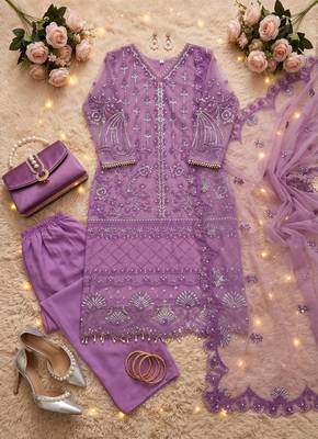 Lavender net sequins palazzo set 2