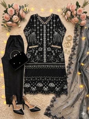 Black net sequins palazzo set 4