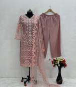 Peach net sequins palazzo set