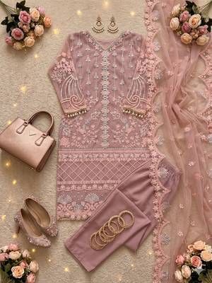 Peach net sequins palazzo set 2