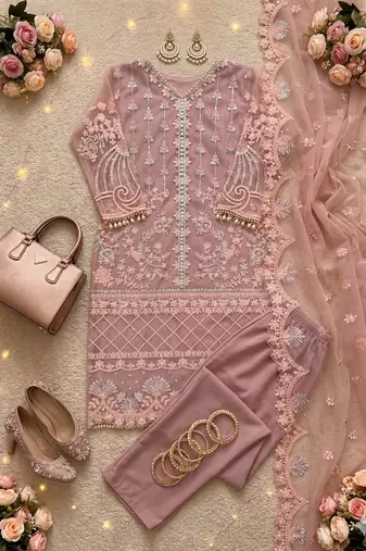 Peach net sequins palazzo set