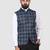 Men blue checks nehru jacket