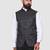 Men grey checks nehru jacket