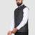 Men grey checks nehru jacket