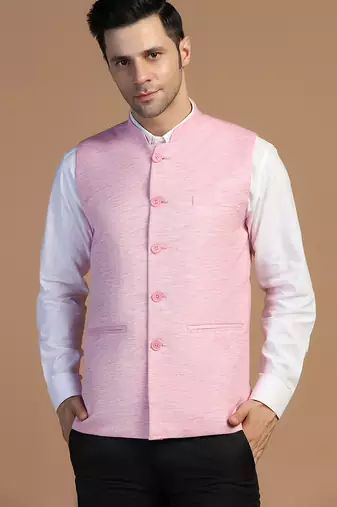 Men pink linen jacket