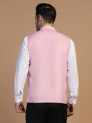 Men pink linen jacket 2
