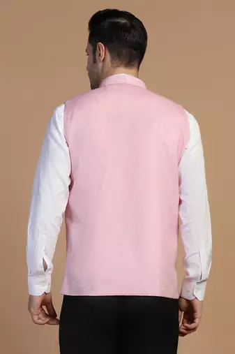 Men pink linen jacket