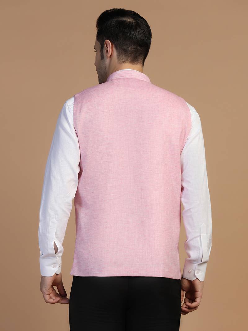 Men pink linen jacket