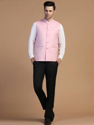 Men pink linen jacket 3