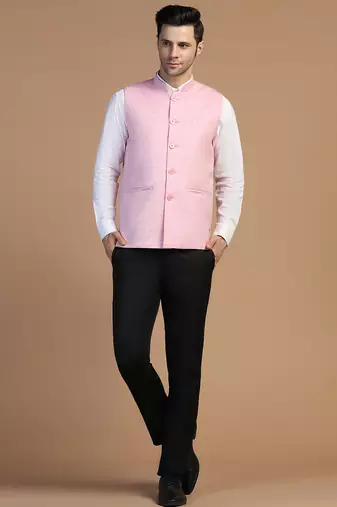 Men pink linen jacket