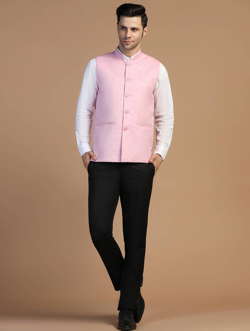 Men pink linen jacket