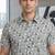 Green floral printed cotton shirt for men
