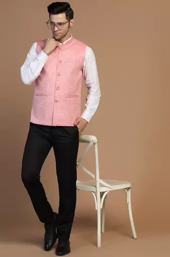 Pink linen jacket for men