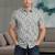 Green floral printed cotton shirt for men