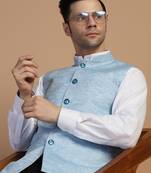 Men blue linen modi jacket