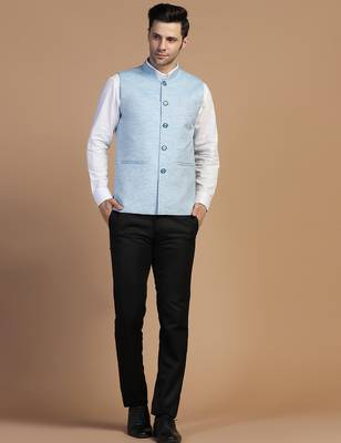 Men blue linen modi jacket 3