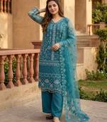 Blue net sequins palazzo set