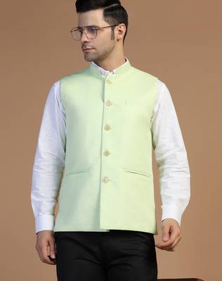 Men blue linen modi jacket 1