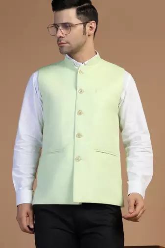 Men blue linen modi jacket
