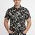 Black floral printed cotton shirt for men