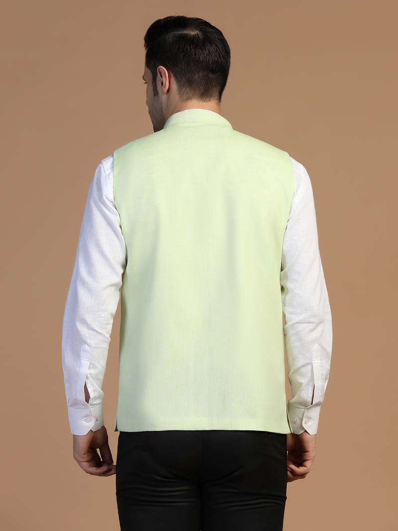 Men blue linen modi jacket