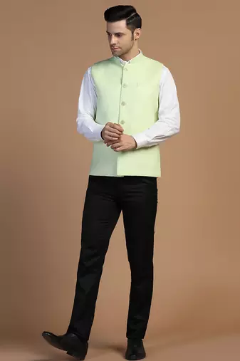 Men blue linen modi jacket