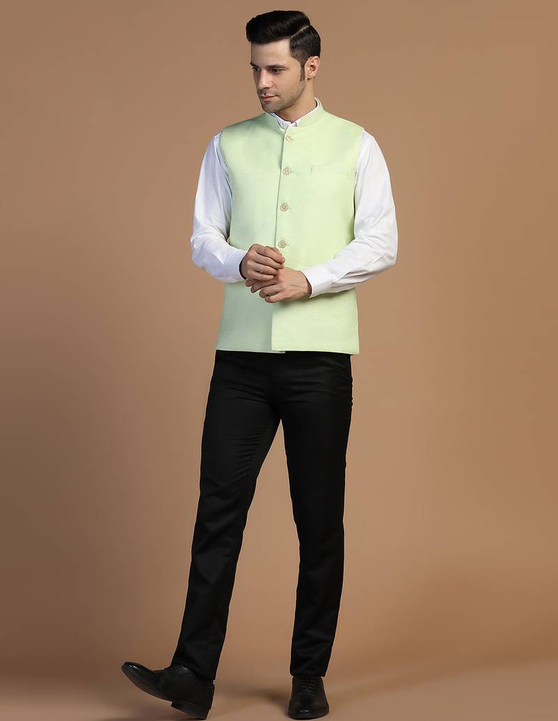 Men blue linen modi jacket
