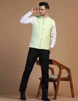 Men blue linen modi jacket 4