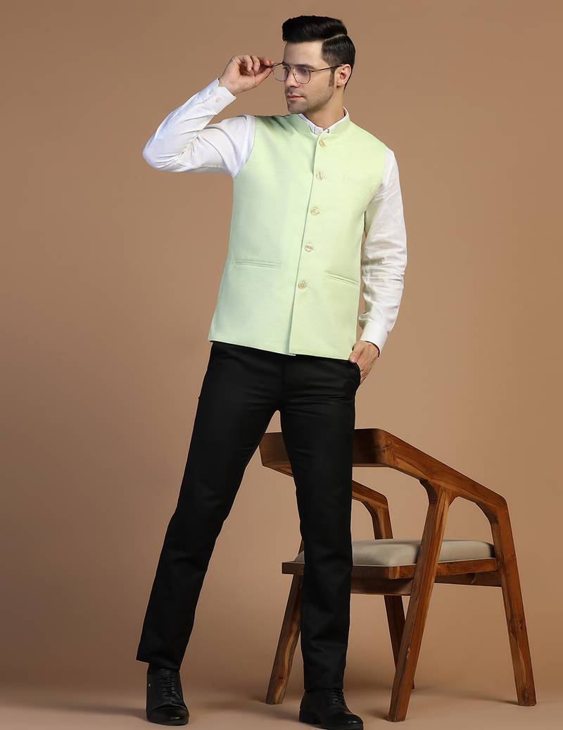 Men blue linen modi jacket