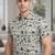 White block print cotton casual shirt for men