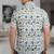 White block print cotton casual shirt for men
