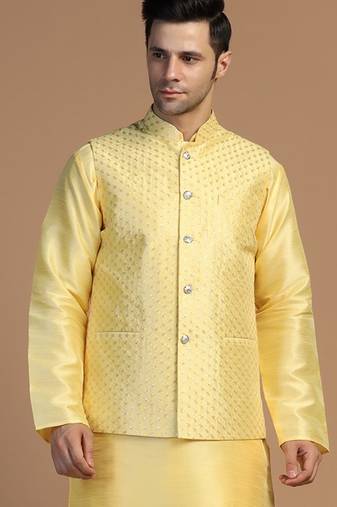 Men yellow embroidered jacket