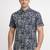 White geometric print cotton casual shirt for men