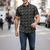 Black floral printed cotton shirt for men