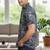 White geometric print cotton casual shirt for men