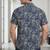 White geometric print cotton casual shirt for men