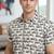 White block print cotton casual shirt for men