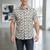White block print cotton casual shirt for men