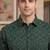 Green floral printed cotton shirt for men
