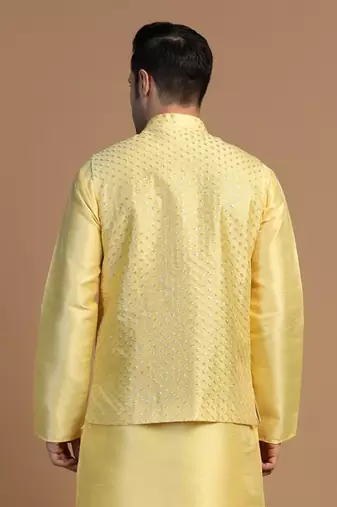Men yellow embroidered jacket