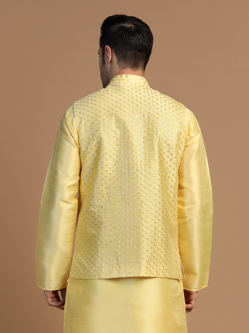 Men yellow embroidered jacket
