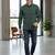 Green floral printed cotton shirt for men