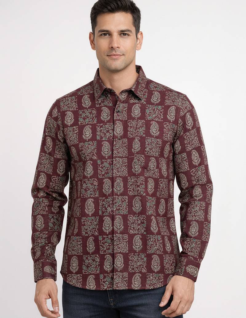 Multicolor floral printed cotton shirt for men