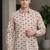 White block print cotton casual shirt for men