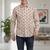 White block print cotton casual shirt for men