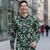 Green floral printed cotton shirt for men