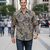 White floral printed cotton shirt for men