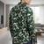 Green floral printed cotton shirt for men